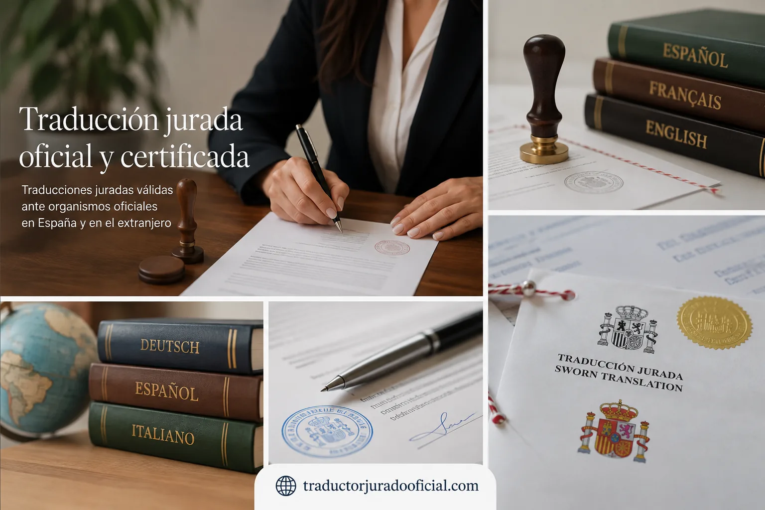 Traducción jurada oficial y certificada: documentos con sello y firma de traductor jurado, válidos ante organismos oficiales en España y en el extranjero